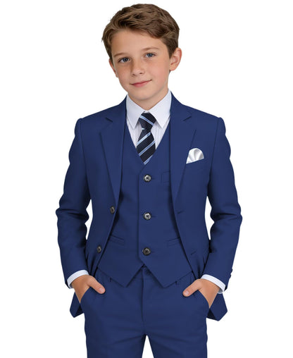 Boys' Suit Kids Formal Tuxedo Suits Set for Boys 6 Piece Dress Clothes Easter Wedding Outfit with Tie Pocket Square