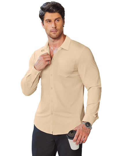 COOFANDY Stretch Mens Dress Shirts Wrinkle Free Long Sleeve Dress Shirt Muscle Fit Button Down Shirt