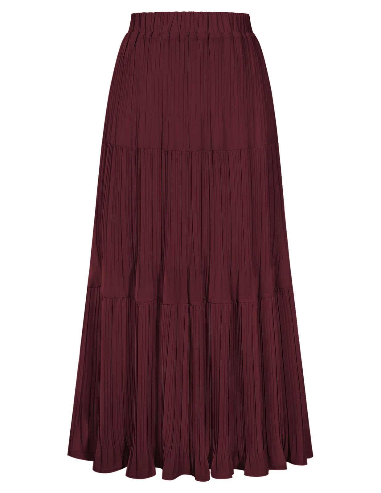 Kate Kasin 2026 Women's Chiffon Maxi Skirt, High Waist Pleated Skirts, Summer Flowy Long Skirts with Underskirt
