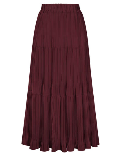 Kate Kasin 2026 Women's Chiffon Maxi Skirt, High Waist Pleated Skirts, Summer Flowy Long Skirts with Underskirt