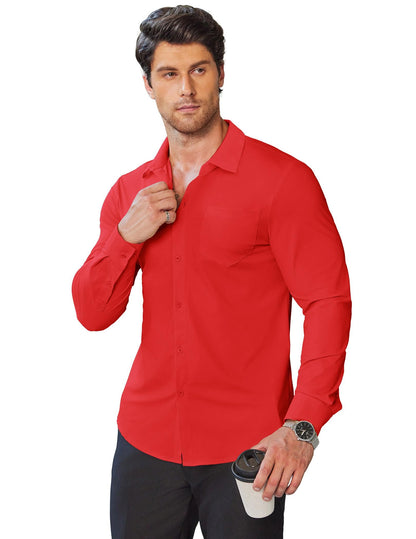 COOFANDY Stretch Mens Dress Shirts Wrinkle Free Long Sleeve Dress Shirt Muscle Fit Button Down Shirt