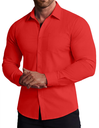 COOFANDY Stretch Mens Dress Shirts Wrinkle Free Long Sleeve Dress Shirt Muscle Fit Button Down Shirt