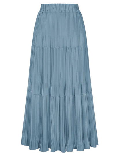Kate Kasin 2026 Women's Chiffon Maxi Skirt, High Waist Pleated Skirts, Summer Flowy Long Skirts with Underskirt