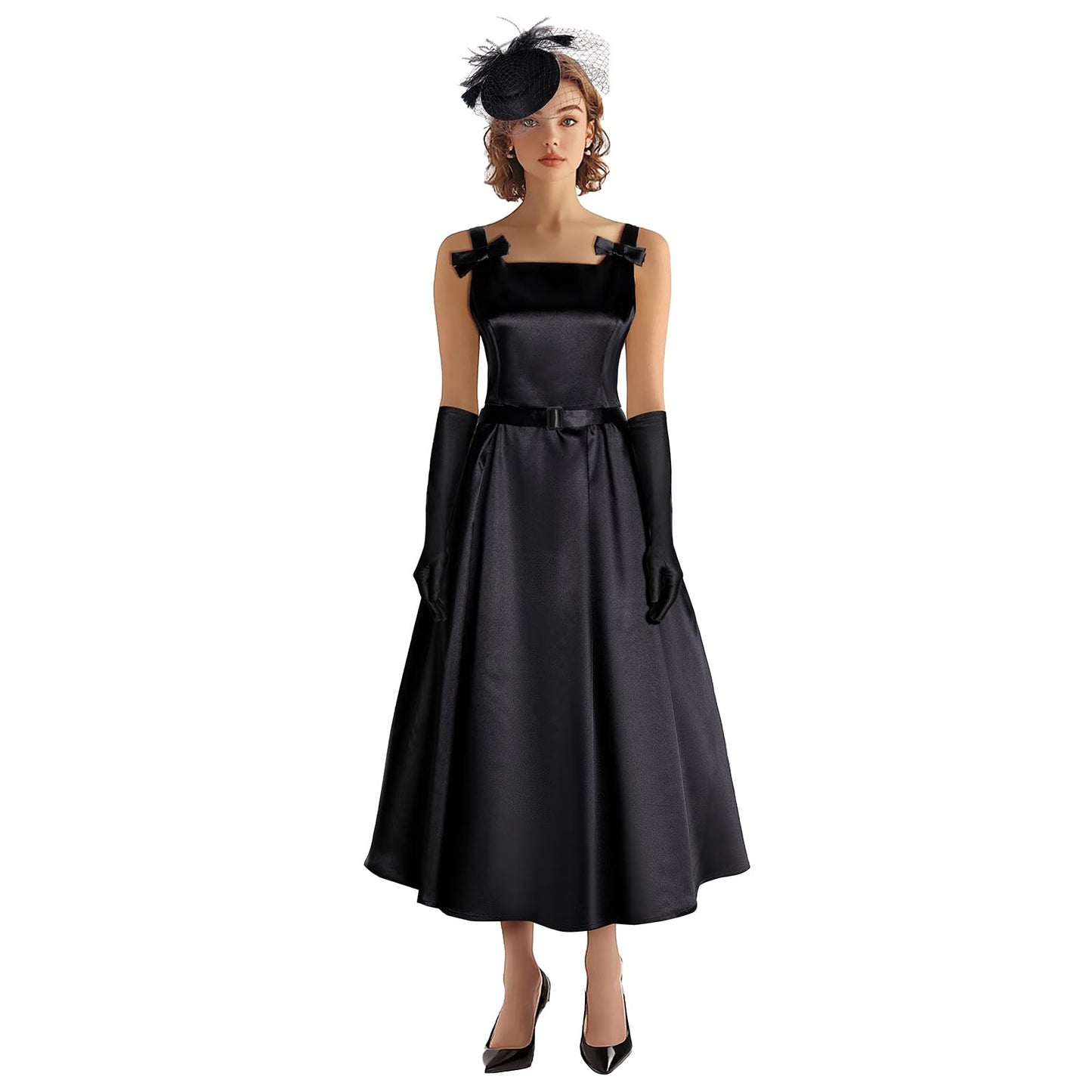 Women's 1950s Audrey Hepburn Style dress Vintage Swing Cocktail Dresses Tea Party Outfits