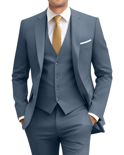 Men's Slim Fit 3 Piece Suit Two Button Business Wedding Dress Tux Suit Set Jacket Vest Pants with Tie