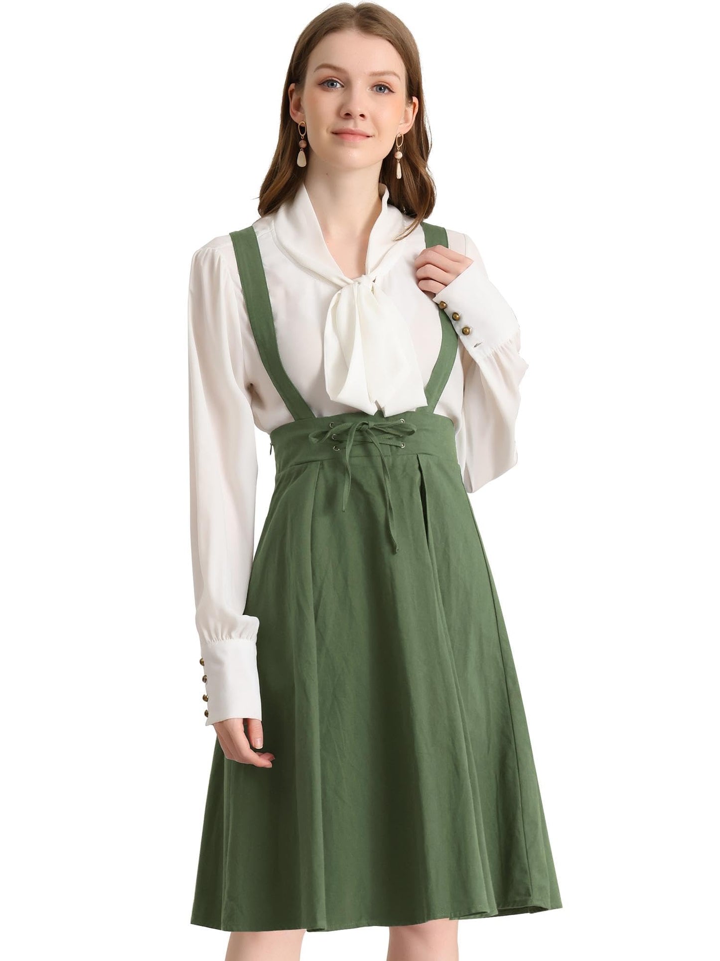 Allegra K Women's Cute Suspender Skirt High Waist Overall Corset Skater Skirt Short Mini Dress
