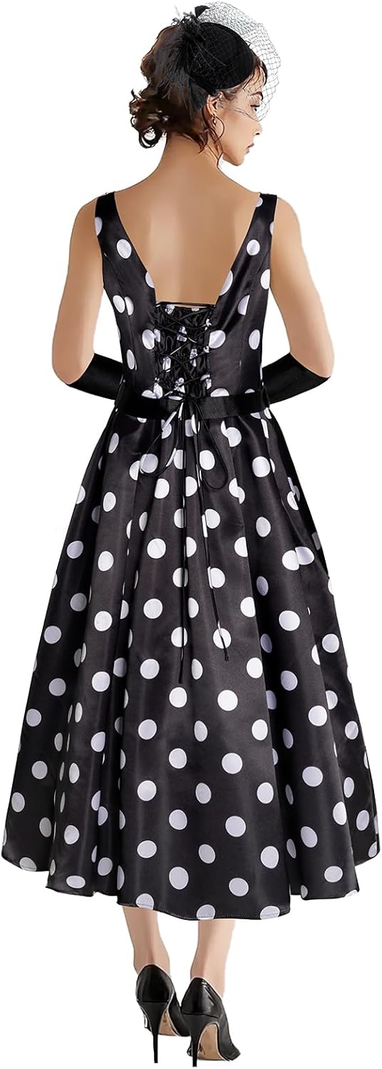 Women's 1950s Audrey Hepburn Style dress Vintage Swing Cocktail Dresses Tea Party Outfits