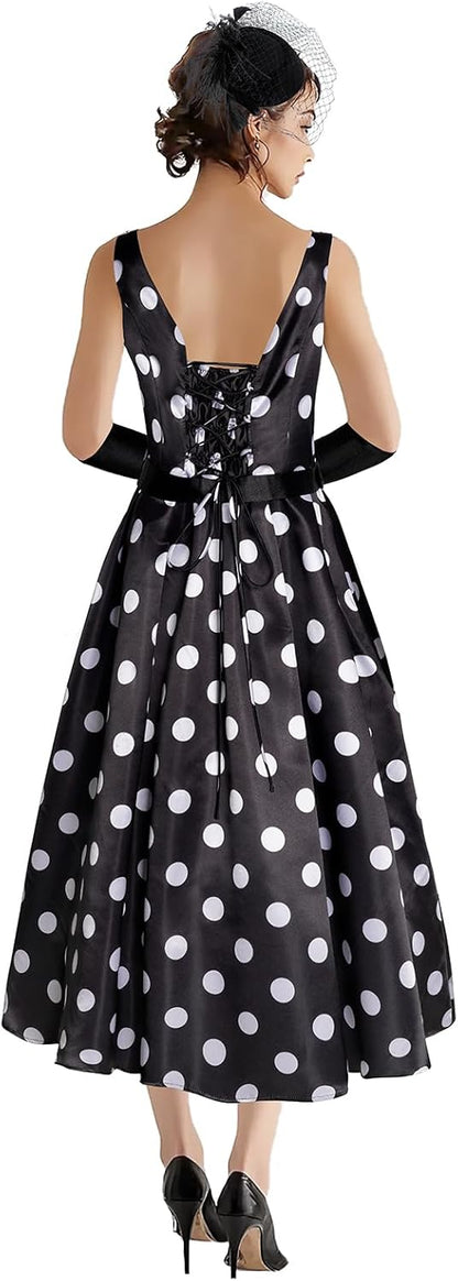 Women's 1950s Audrey Hepburn Style dress Vintage Swing Cocktail Dresses Tea Party Outfits