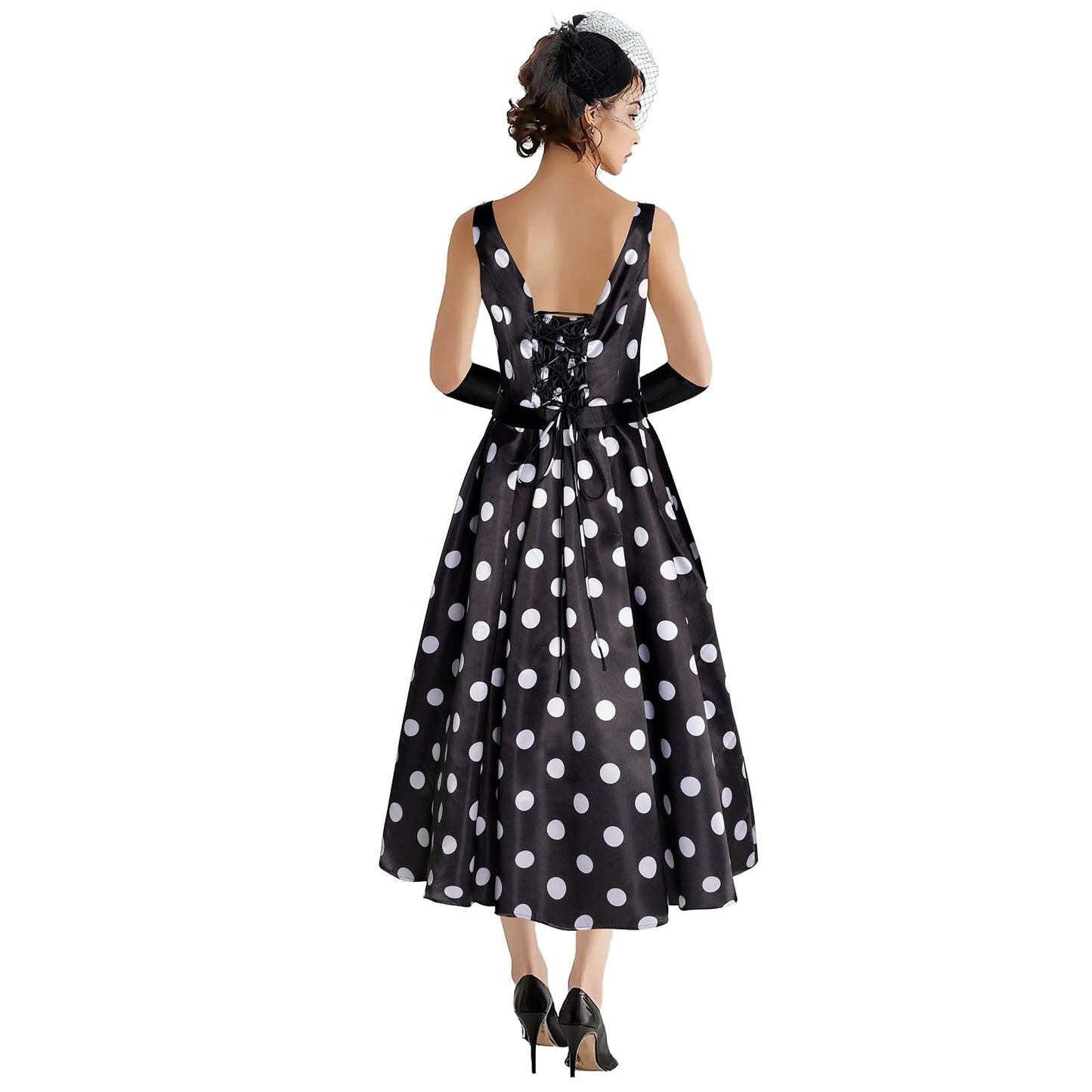 Women's 1950s Audrey Hepburn Style dress Vintage Swing Cocktail Dresses Tea Party Outfits