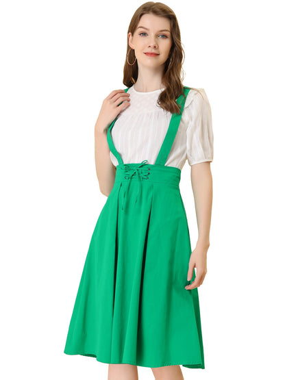 Allegra K Women's Cute Suspender Skirt High Waist Overall Corset Skater Skirt Short Mini Dress