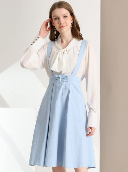 Allegra K Women's Cute Suspender Skirt High Waist Overall Corset Skater Skirt Short Mini Dress