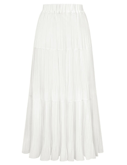 Kate Kasin 2026 Women's Chiffon Maxi Skirt, High Waist Pleated Skirts, Summer Flowy Long Skirts with Underskirt