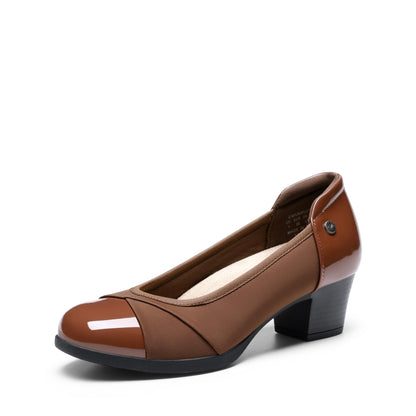 DREAM PAIRS Women's Pumps Low Chunky Block Closed Toe Shoes Work Comfortable Heels Round Toe Dress