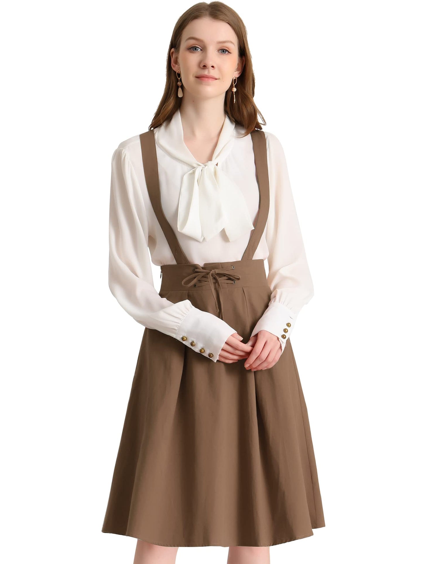 Allegra K Women's Cute Suspender Skirt High Waist Overall Corset Skater Skirt Short Mini Dress