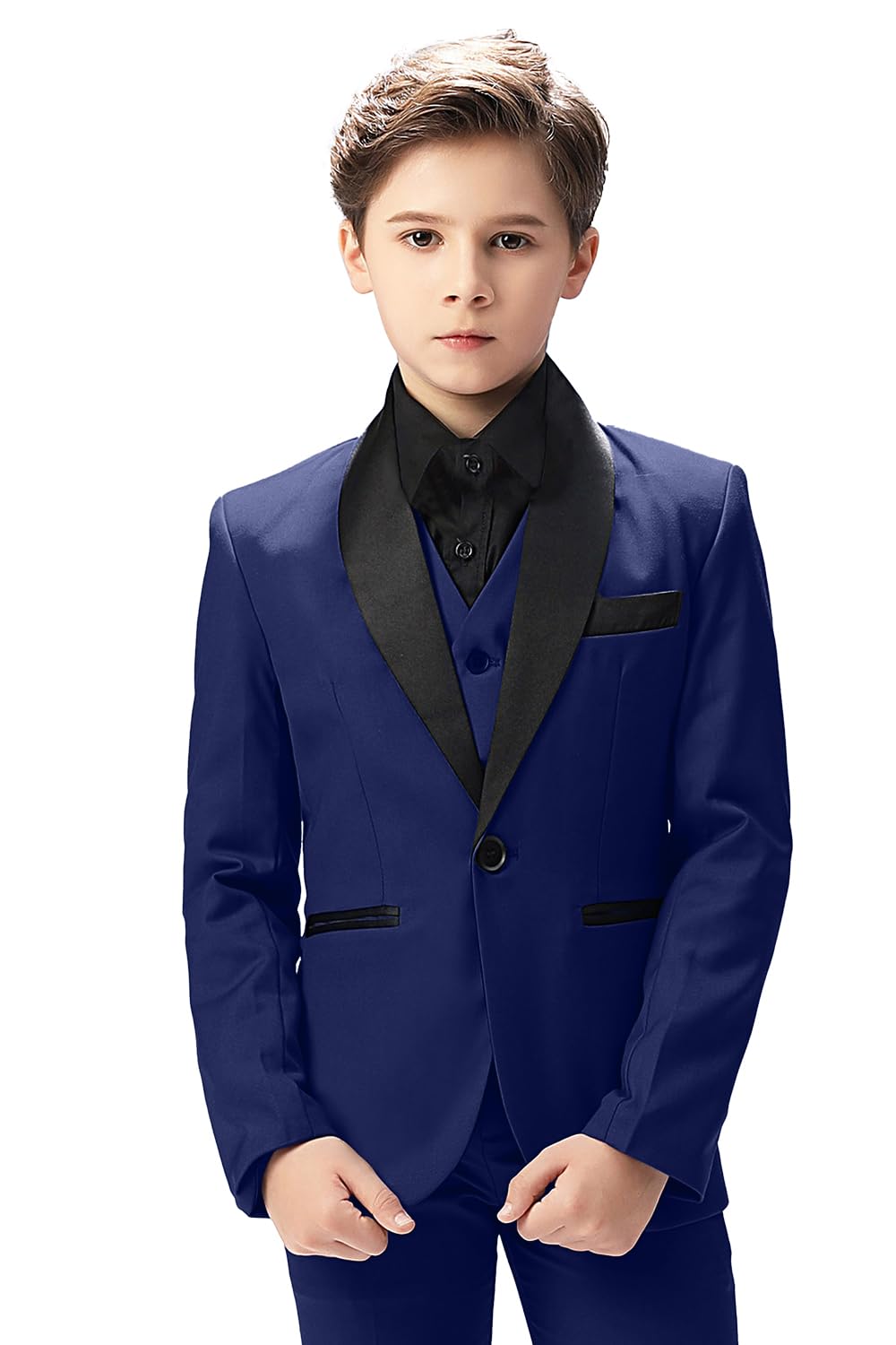 Boy Suits Tuxedo Slim Fit Suit for Boys Kids Toddler Dress Outfit with Coat, Pants, Vest Set No Tail