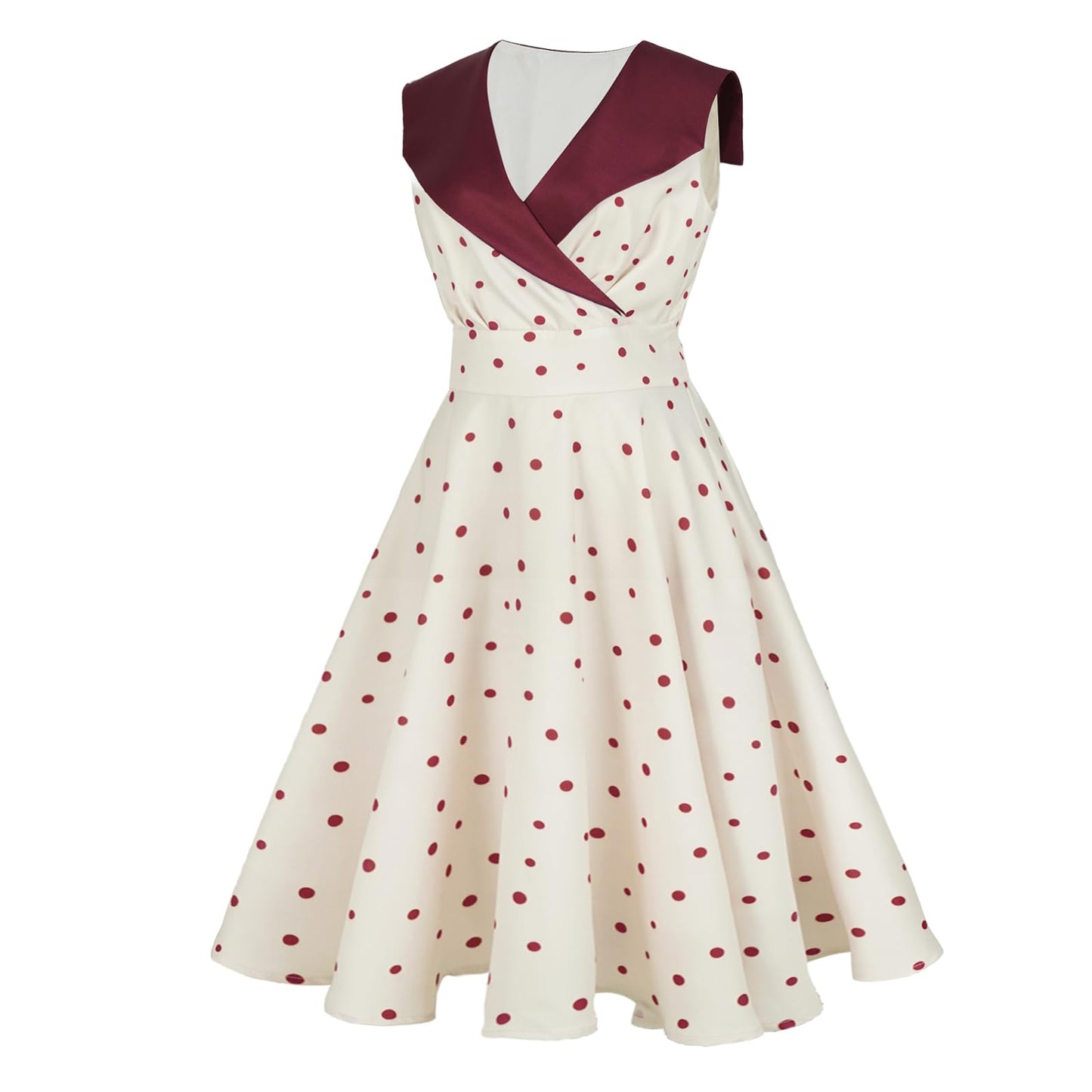 HIGAKI Women's 1950s Dress Tea Party V-Neck Sleeveless Dress