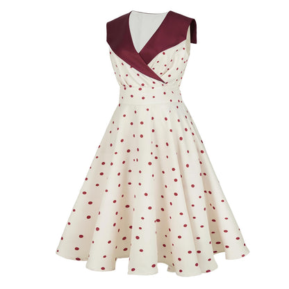 HIGAKI Women's 1950s Dress Tea Party V-Neck Sleeveless Dress