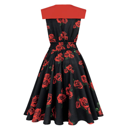 HIGAKI Women's 1950s Dress Tea Party V-Neck Sleeveless Dress