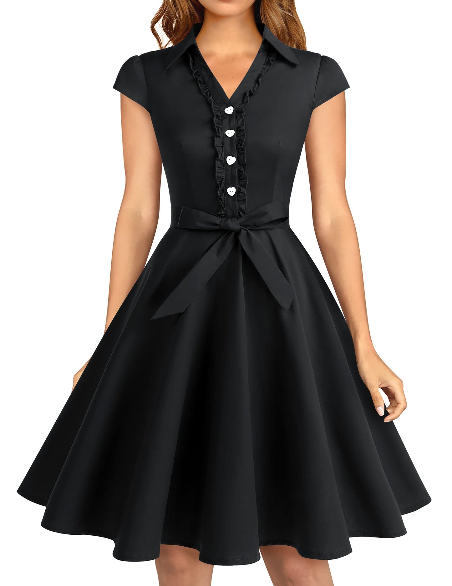 Wedtrend Women's 1950s Retro Rockabilly Dress Cap Sleeve Vintage Swing Dress