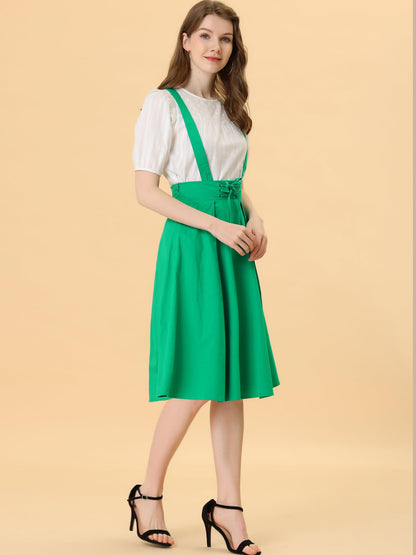 Allegra K Women's Cute Suspender Skirt High Waist Overall Corset Skater Skirt Short Mini Dress