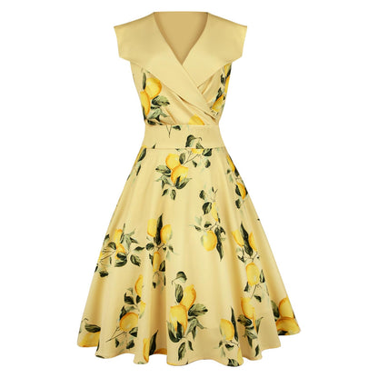 HIGAKI Women's 1950s Dress Tea Party V-Neck Sleeveless Dress
