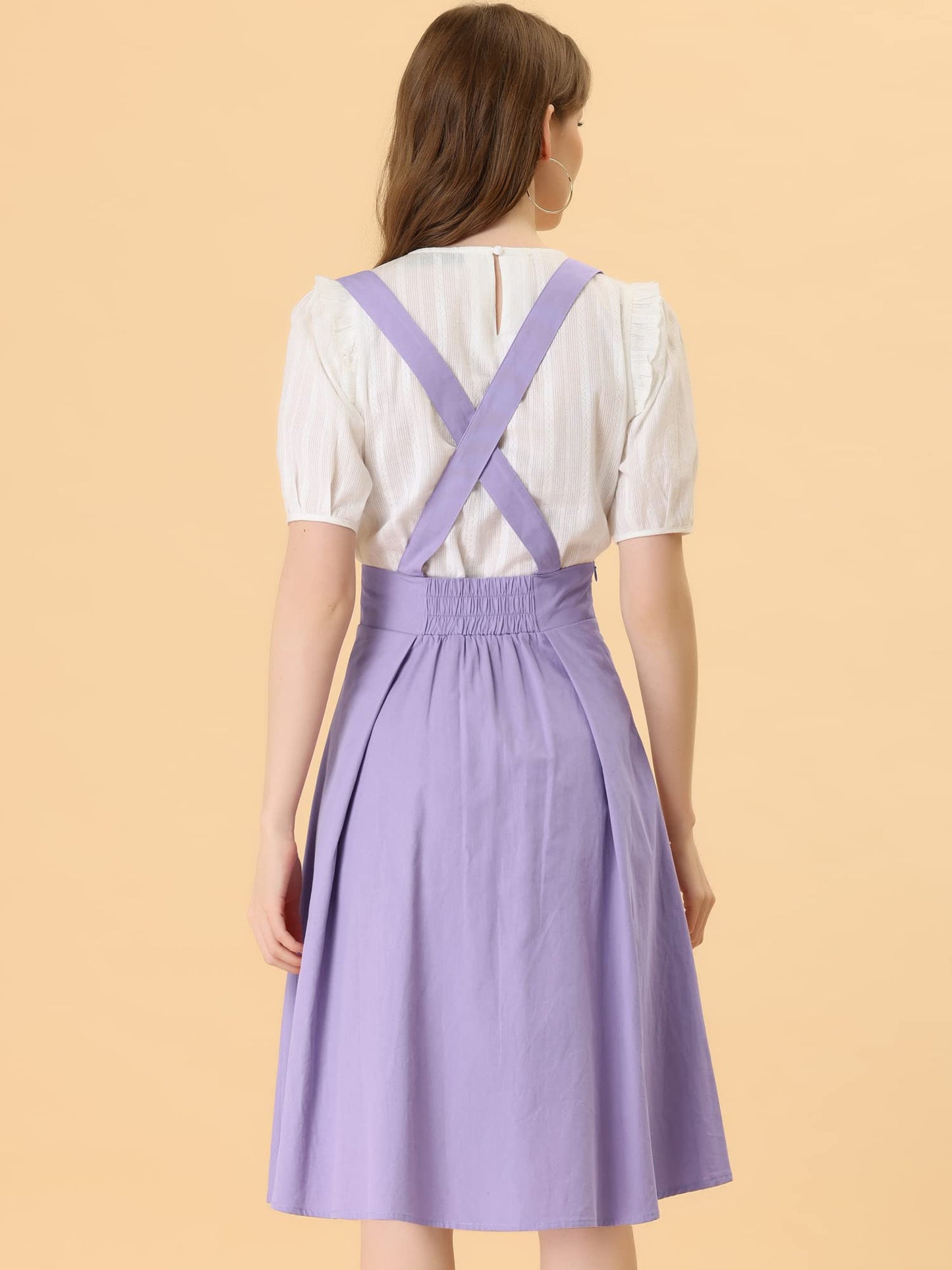 Allegra K Women's Cute Suspender Skirt High Waist Overall Corset Skater Skirt Short Mini Dress