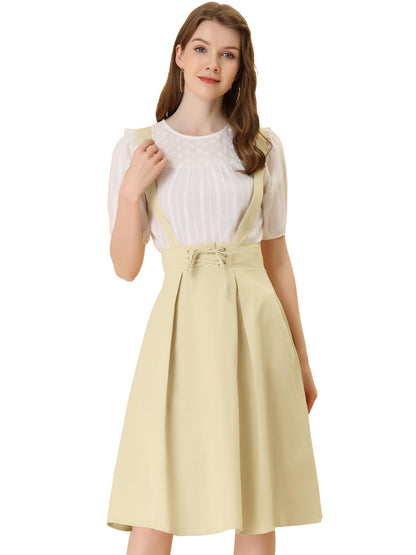 Allegra K Women's Cute Suspender Skirt High Waist Overall Corset Skater Skirt Short Mini Dress
