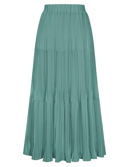 Kate Kasin 2026 Women's Chiffon Maxi Skirt, High Waist Pleated Skirts, Summer Flowy Long Skirts with Underskirt