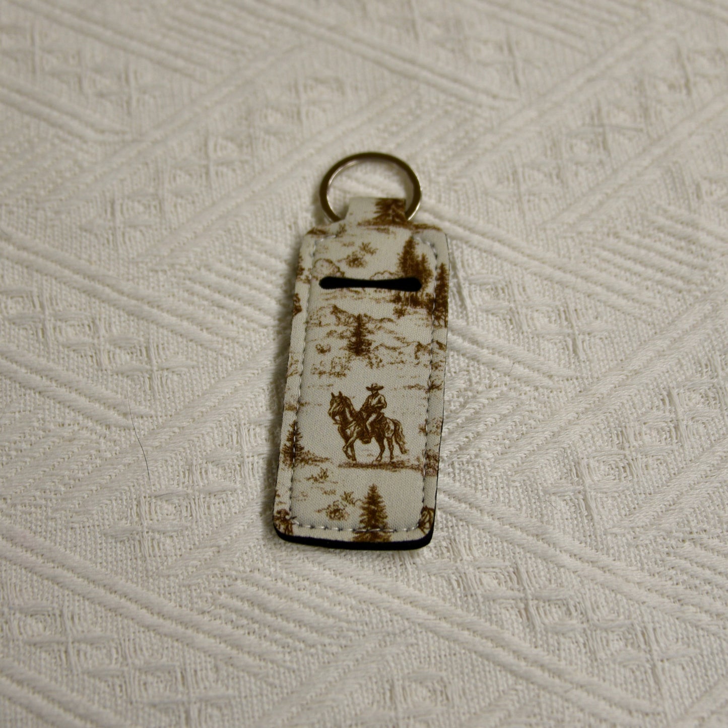 Chapstick Holder Keychain – Cow Print, Camo Pink Bow, Cowboy Toile, Barn Toile, croquette, duck, moon