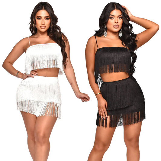 Strap wrap hip fringe set