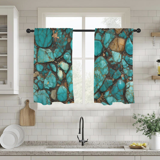 Baha Ranch Turquoise Window Curtains 28"x40" (2-Piece) Made in America