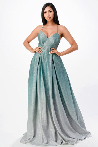 Back lace up ombré gown