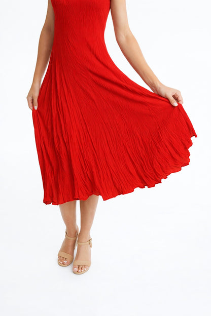 Essentials Rayon Dobby Short Sleeve Godet Dress
