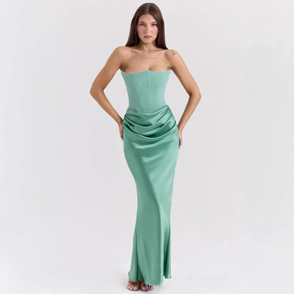Slim Tube Top Long Dress Sexy Fashion Bandeau Backless Party Evening Dresses For Women Clothing