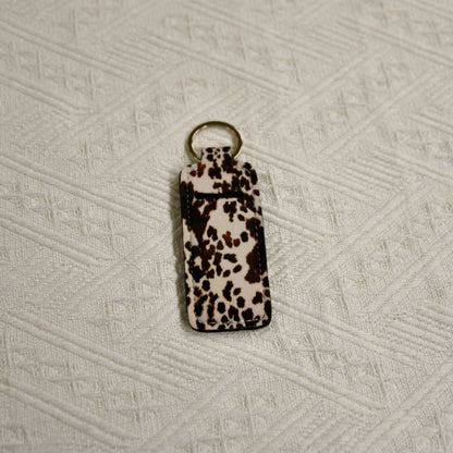 Chapstick Holder Keychain – Cow Print, Camo Pink Bow, Cowboy Toile, Barn Toile, croquette, duck, moon