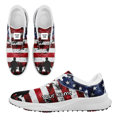 Personalized US Flag Sneakers, Custom Patriotic Shoes, Premium Golf Shoes