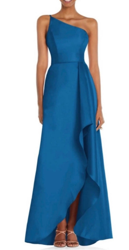 One-shoulder Twill High-low Gown