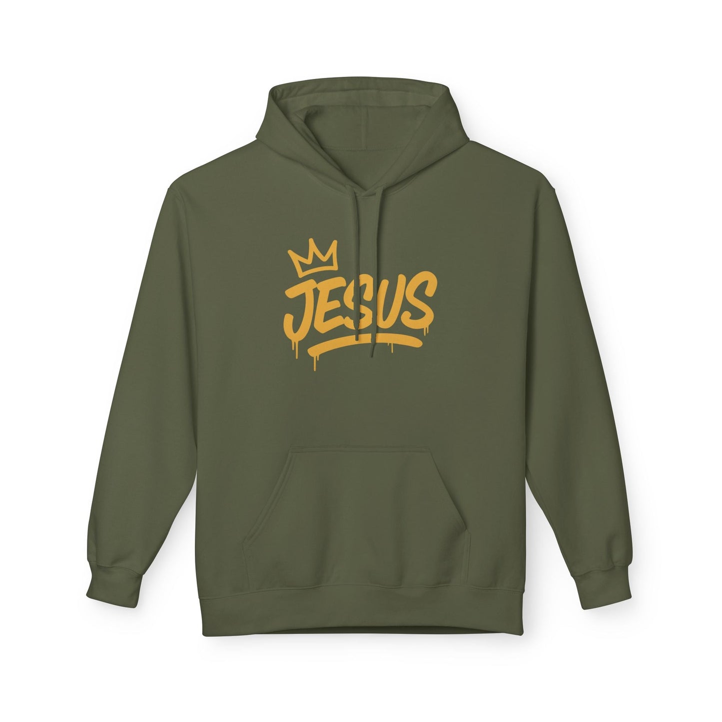 Jesus Crown Hoodie — Gold Script Inspirational Pullover