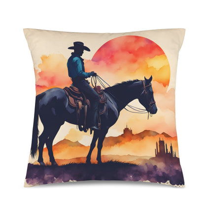 Baha Ranch Velvety Soft Watercolor Desert Cowboy Pillow Cover Made in America