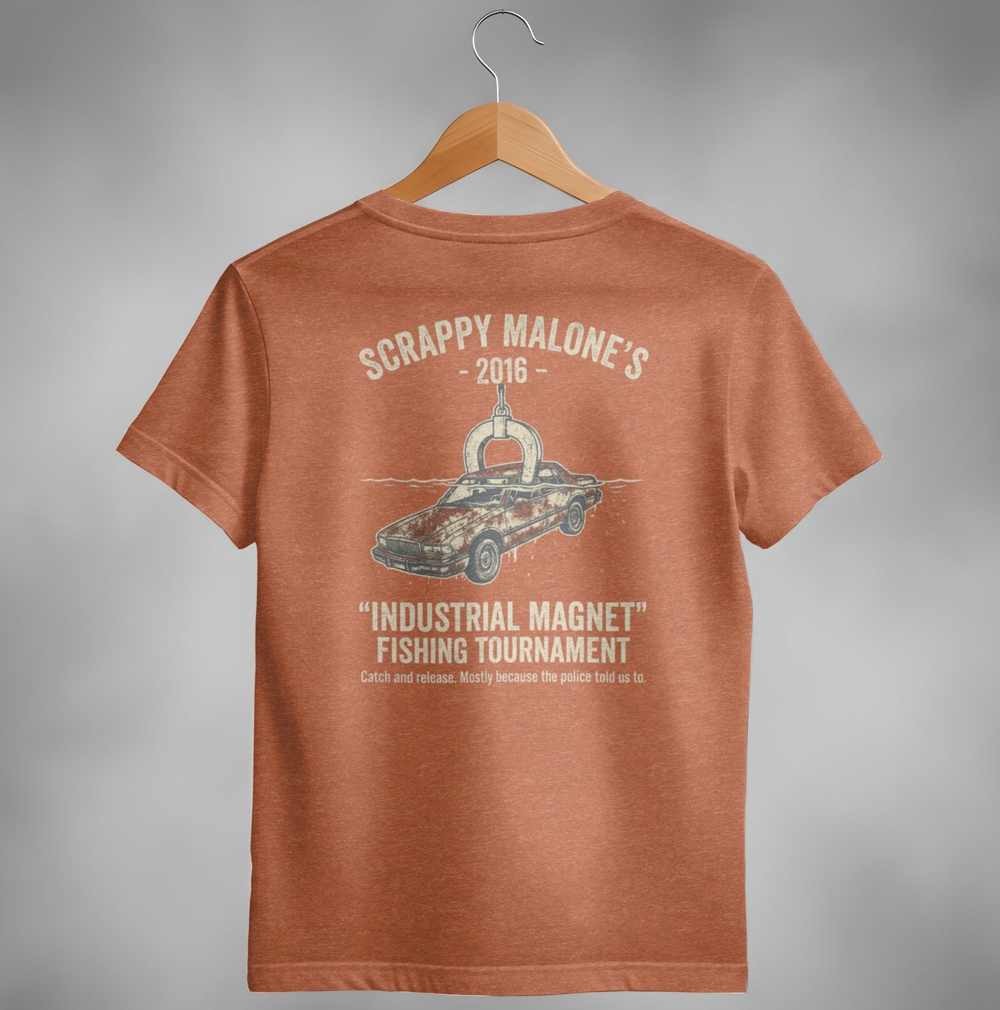 Industrial Magnet Tournament Tee - Scrappy Malone's Bar Humor