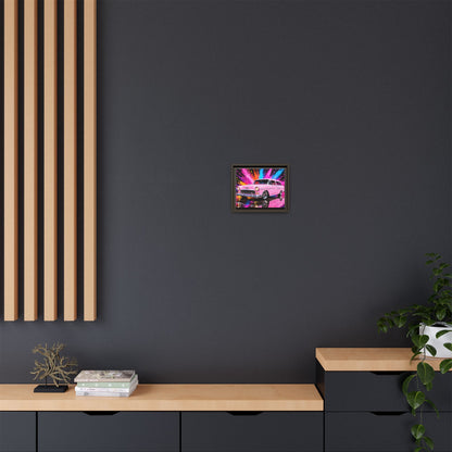 Pink Classic Station Wagon Canvas Print — Retro Car Wall Art, Framed Matte Multi‑Color Splash