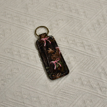 Chapstick Holder Keychain – Cow Print, Camo Pink Bow, Cowboy Toile, Barn Toile, croquette, duck, moon