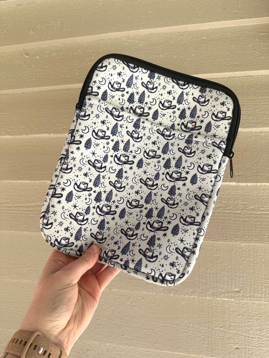 Midnight Cowboy Print Book & Tablet Sleeve – Western Cowgirl Starry Night Design