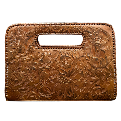 The Claire| Hand-Tooled Leather Statement Clutch