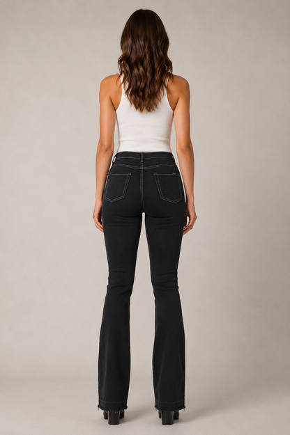Judy Boot Cut Jean in Black Denim - Inseam 34