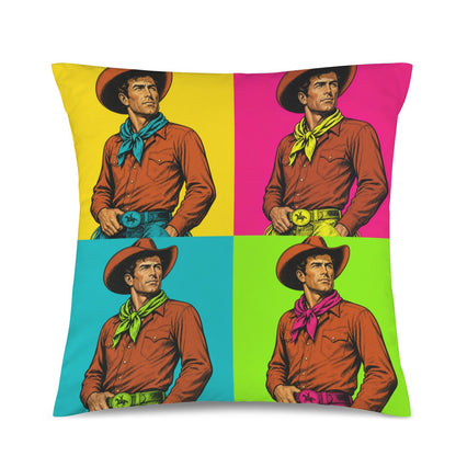 Baha Ranch The Last Roundup Bronc Rider Collage Throw Pillow Cover Made in America