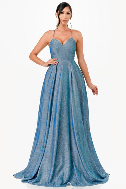 Back lace up glitter gown