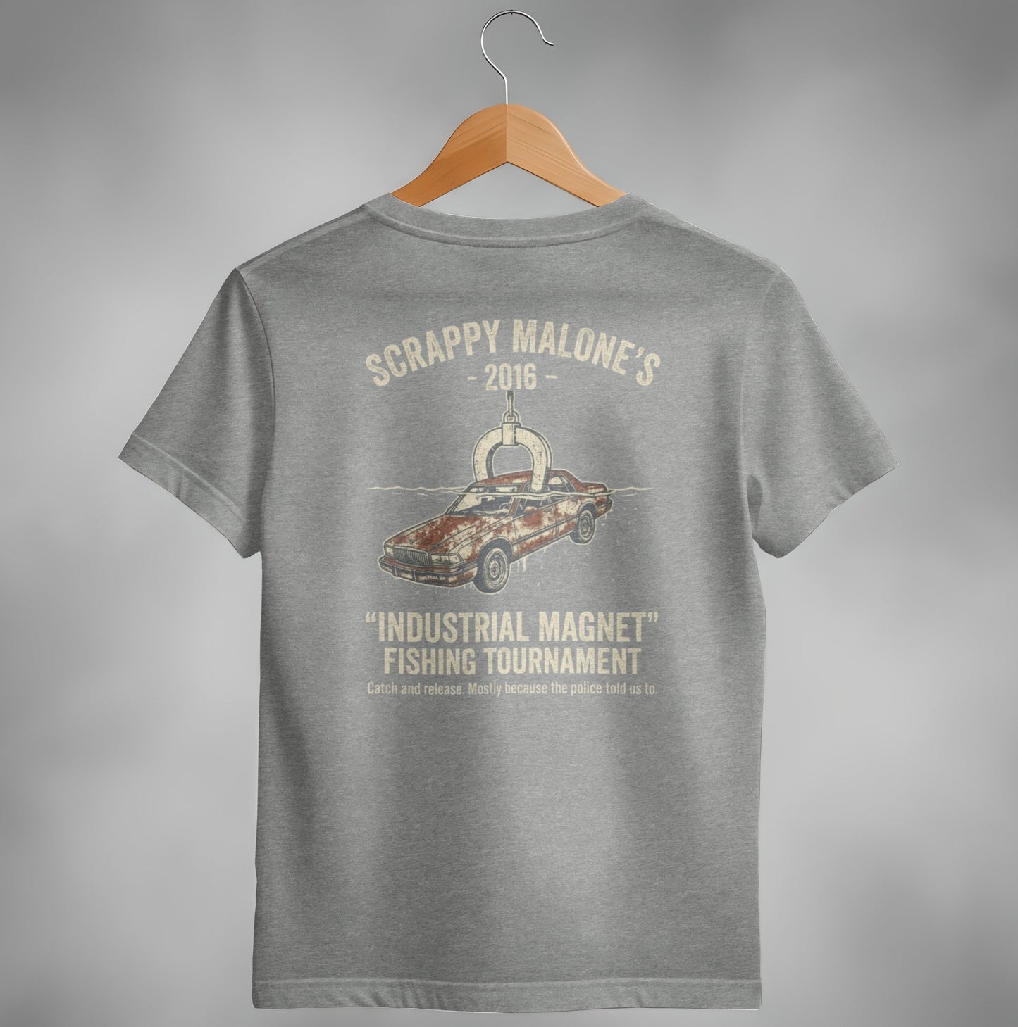 Industrial Magnet Tournament Tee - Scrappy Malone's Bar Humor