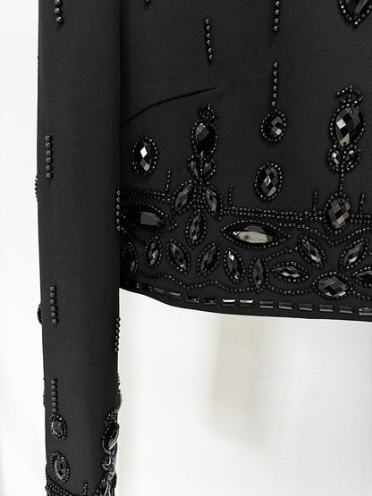 Fashion New Heavy Industry Beads Diamond Inlaid Short Top Long Skirt Suit See size chart under “more details”