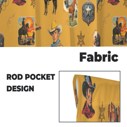 Baha Ranch Vintage Cowboy Collage Western Curtains 28" x 40" Made in America